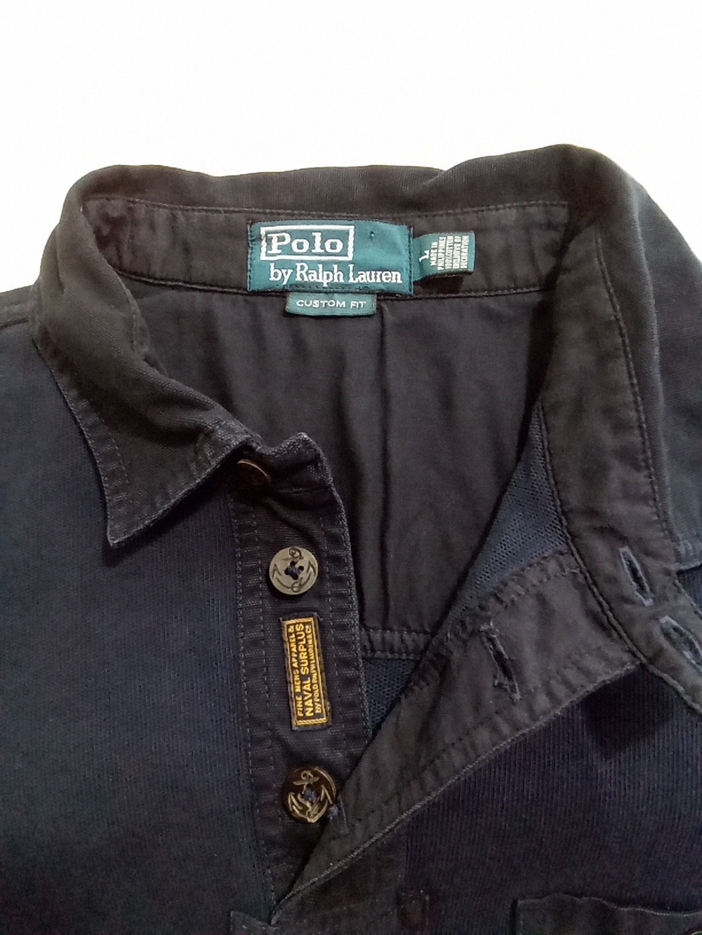 Ralph Lauren Navy Shirt Jacket with Red & Light Blue Flag Patch - Picture 7 of 14